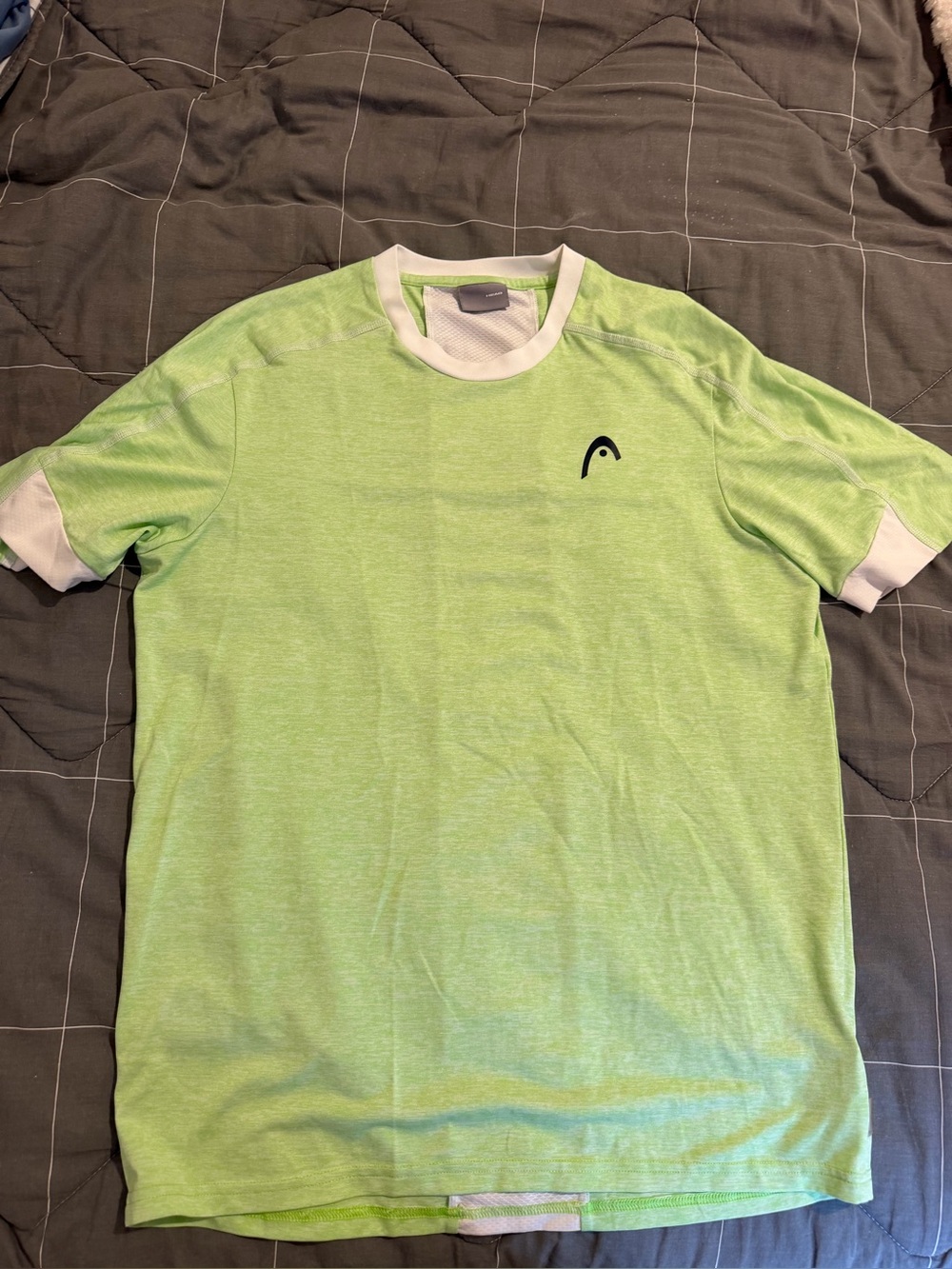 Head Light Green Short-Sleeve Crew Tee with White Trim Tennis shirt